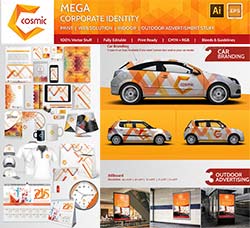 精美的VIS(企业视觉识别系统)模板：Mega Brand Corporate-Identity-Cosmic